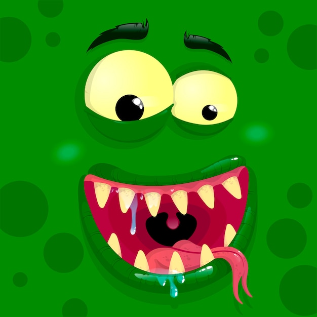 Green monster avatar with satisfied face