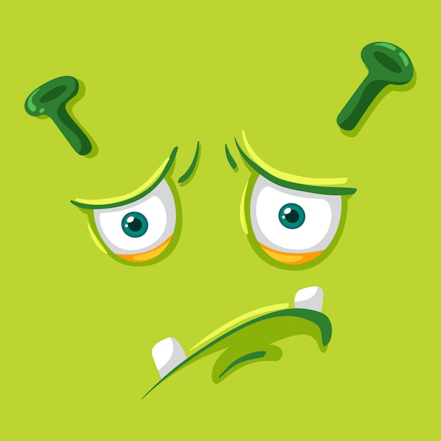 Vector green monster expression face