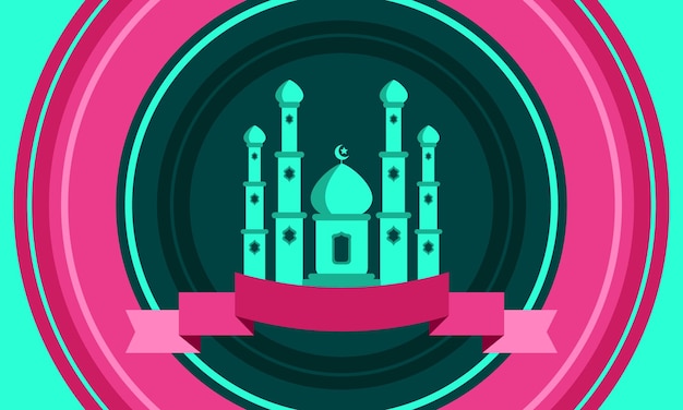 Green mosque background tempate copy space for ramadan related poster or banner graphic design