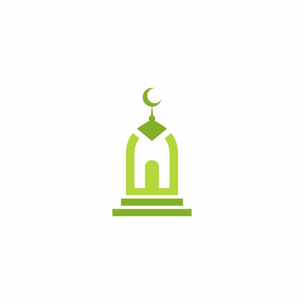 A green mosque with a crescent moon and a crescent moon logo