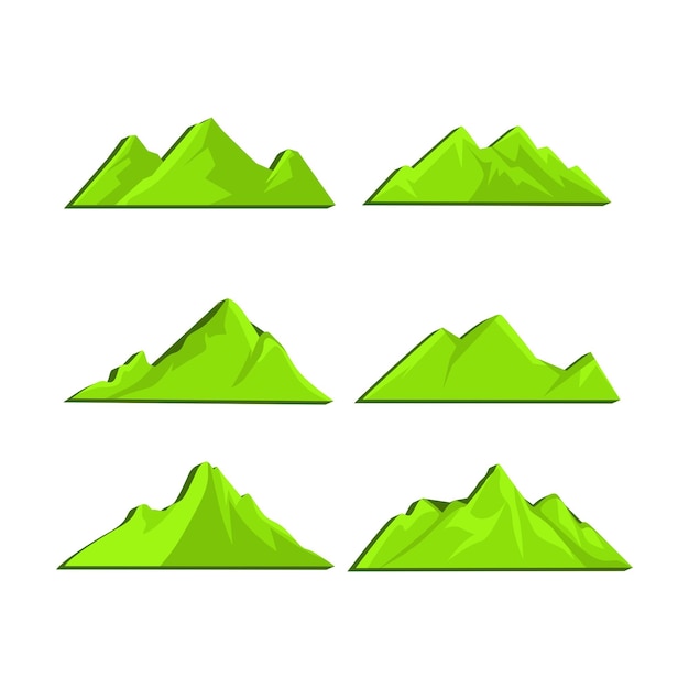 Premium Vector | Green mountain vector illustration set design