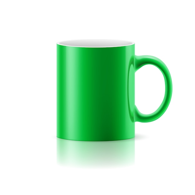 Green mug on white