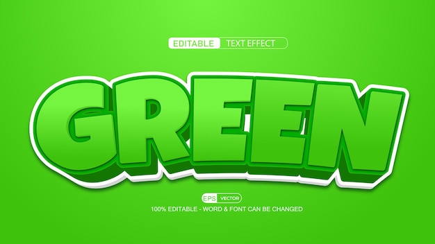 Green natural 3d editable text effect vector template