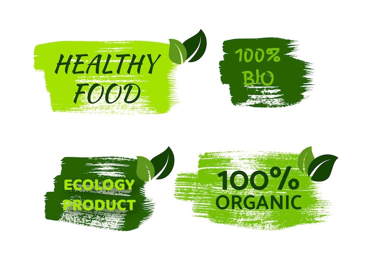 Vector green natural bio labels