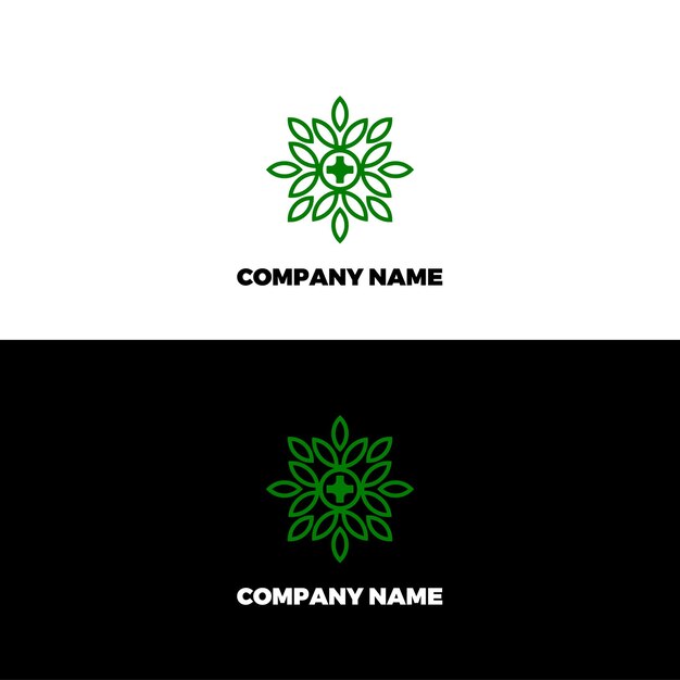 Green natural leaf flower logo design inspiration