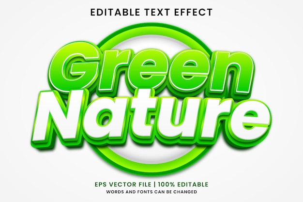 Green nature 3D editable text effect