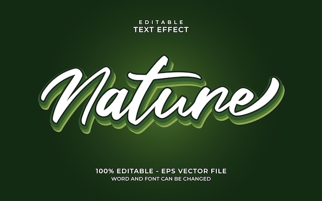 Vettore effetto stile testo verde natura 3d