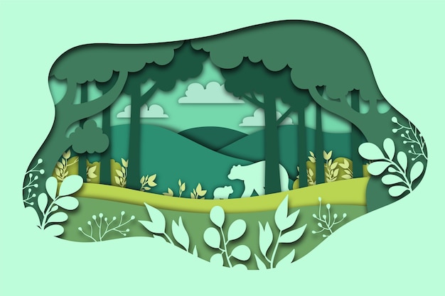 Vector green nature concept in paper style