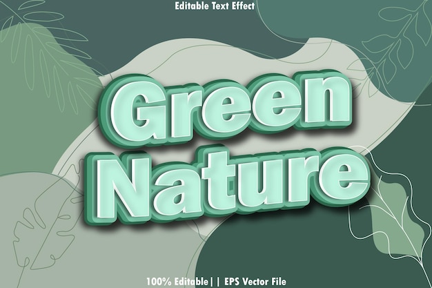 Vector green nature editable text effect 3d emboss style