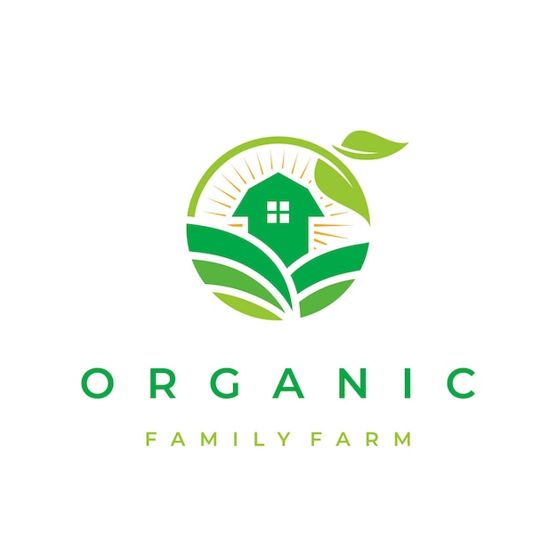 緑の自然ファーム農業ロゴ デザイン ベクトル図