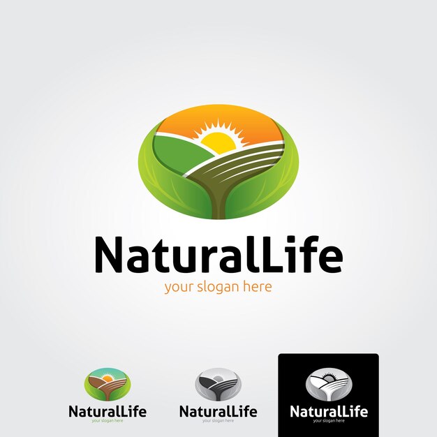 Green nature farm logo design template