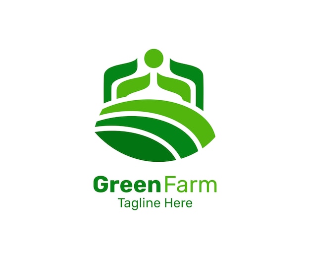 Green nature farm logo design template