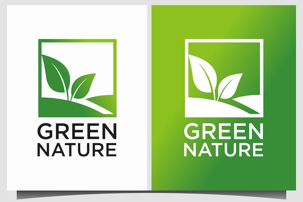 Green nature field farm logo