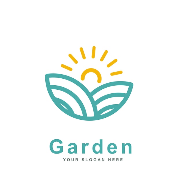 グリーン ネイチャー ガーデンのロゴのデザイン テンプレート