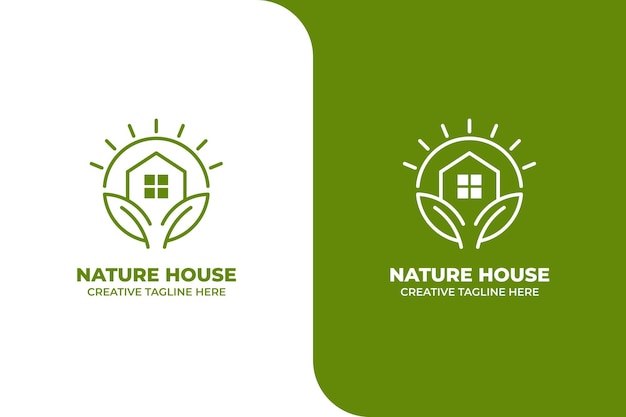 Green nature house plant monoline logo