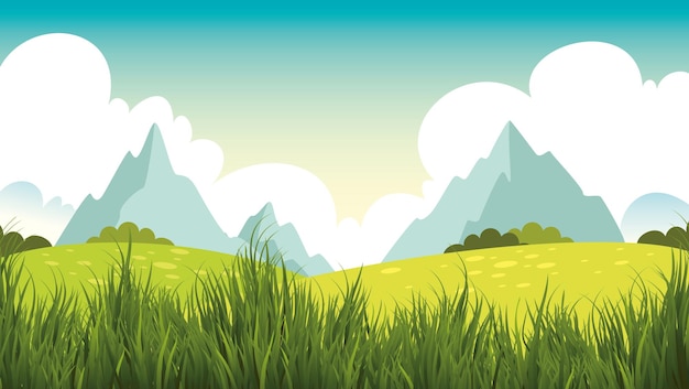 Vector green nature scenery with grass