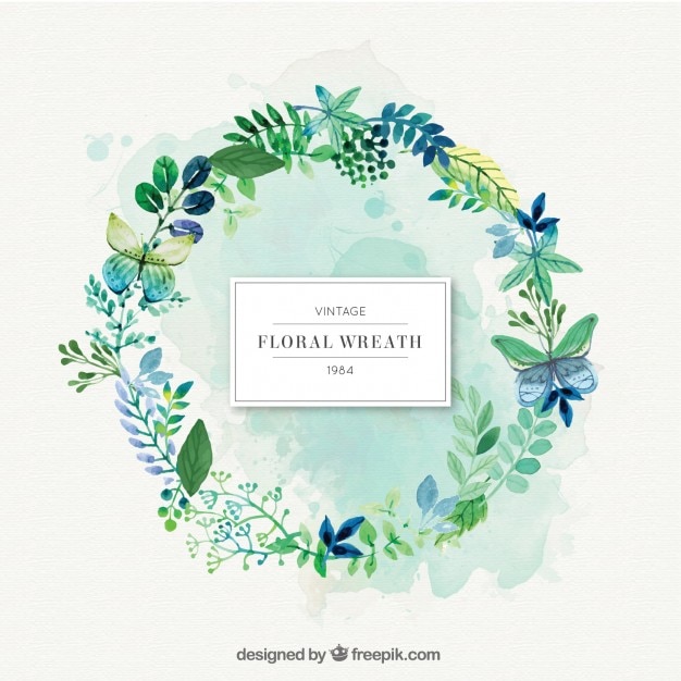 Vector green nature wreath with leaves