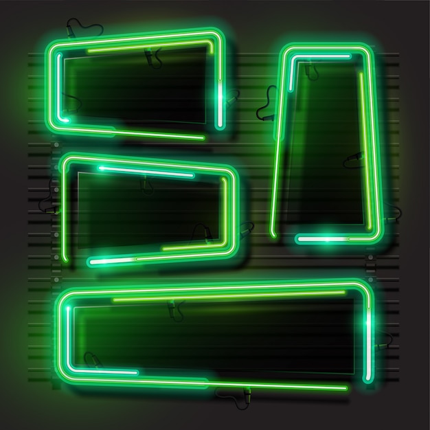 Green neon banner.