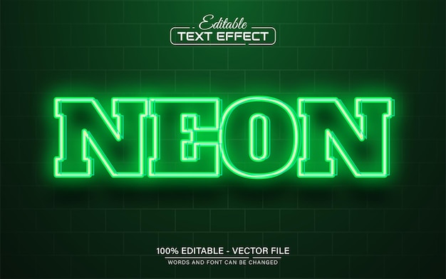 Vector green neon glowing style text effect