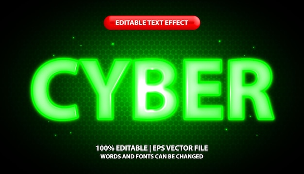 Green neon light editable text effect style