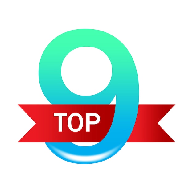 녹색 9 그라디언트 숫자 스타일 빨간 TOP 배너 은 배경