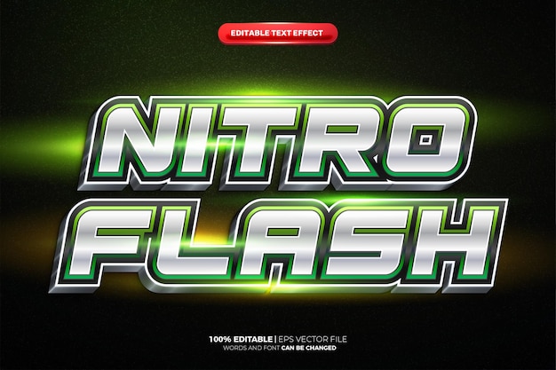 Vector green nitro metal flash 3d bewerkbare tekst-effect