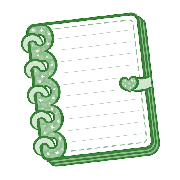 Вектор Зеленая тетрадь с пастельными тонами для письма