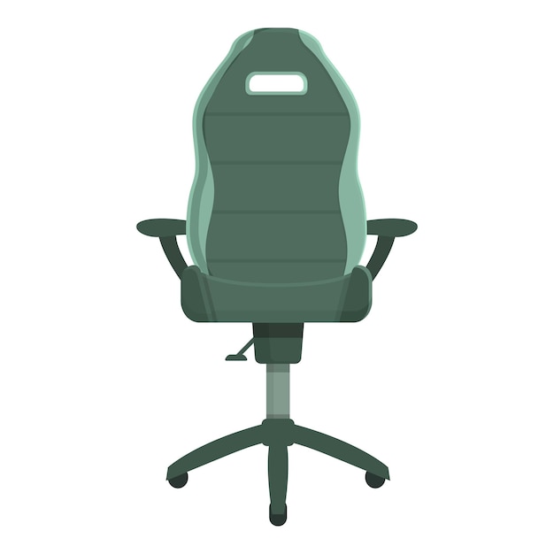 Вектор Зелено-оливковое кресло геймера иконка вектор мультфильма игровое сиденье рабочее оборудование