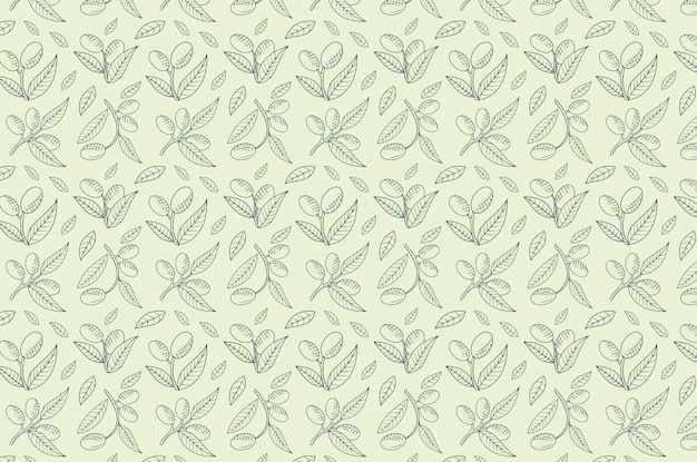 Green olives and leaves seamless pattern