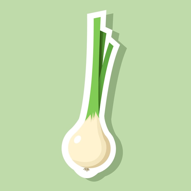 Vector green onion illustration simple sticker