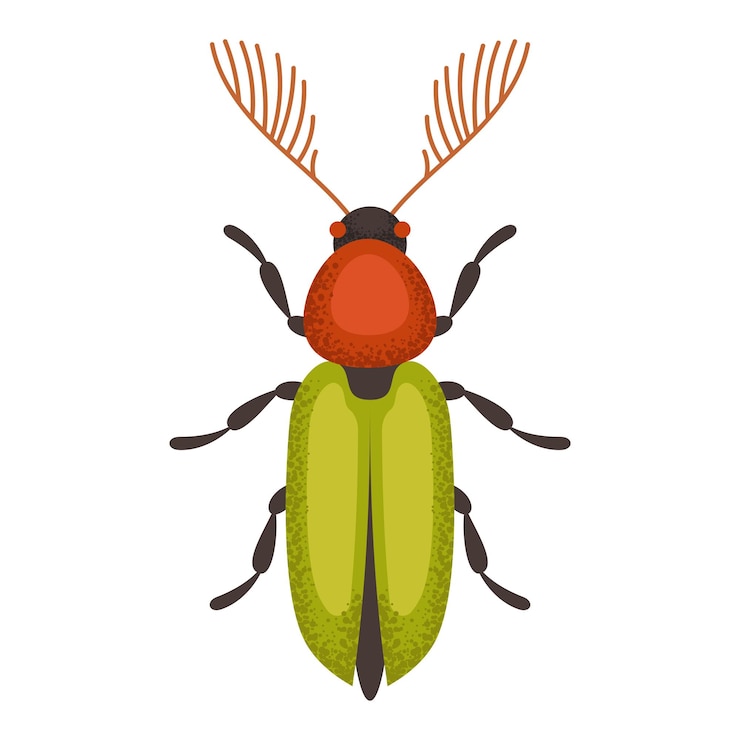 Vector green and orange beetle