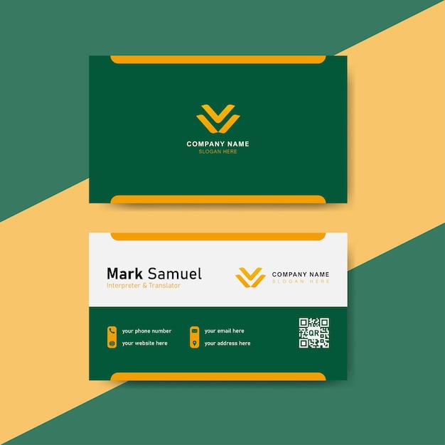 Green and orange business identity card template concept