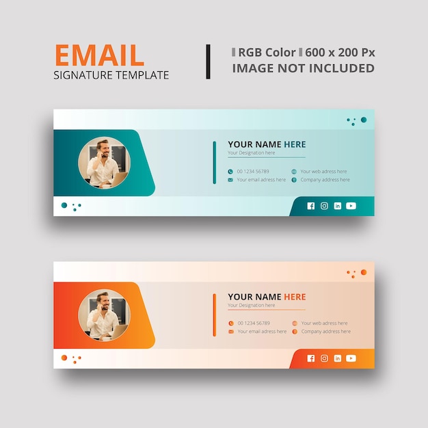 Vector green and orange email signature template