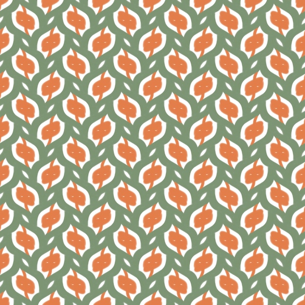 green and orange leaf pattern background illustration art design. textile fabric ethnic