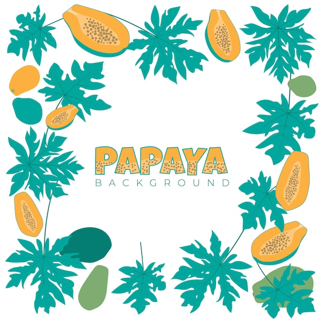 Green orange nature background with papaya and papaya leaf design