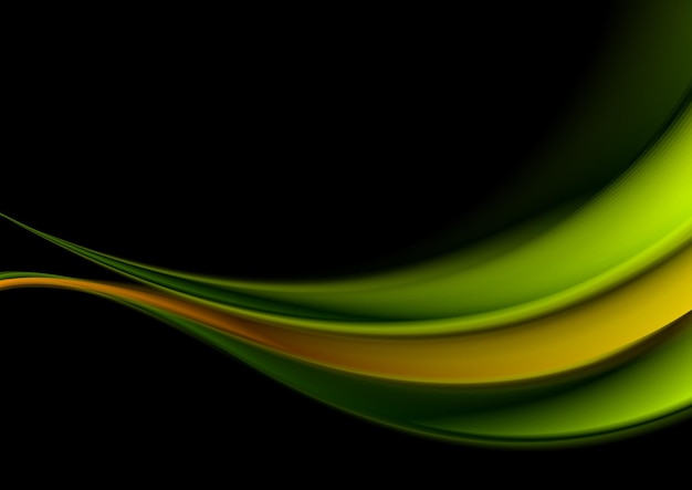 Green and orange waves on black background