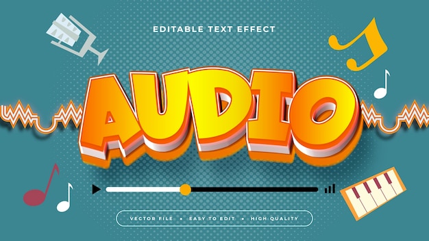 Green orange and white audio 3d editable text effect font style