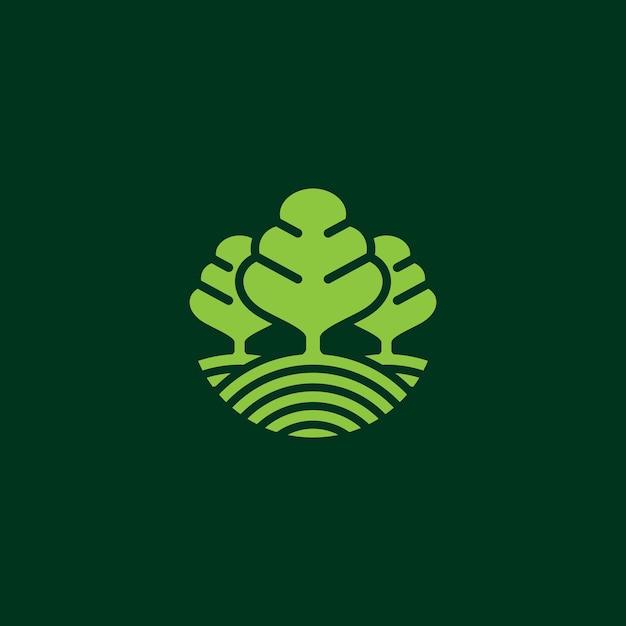 Green organic abstract triple Tree logo icon symbol Vector illustration
