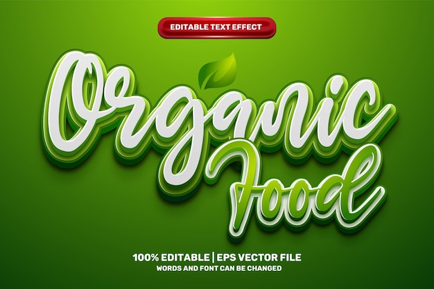 Modello di logo 3d di cibo biologico verde testo modificabile effetto stile