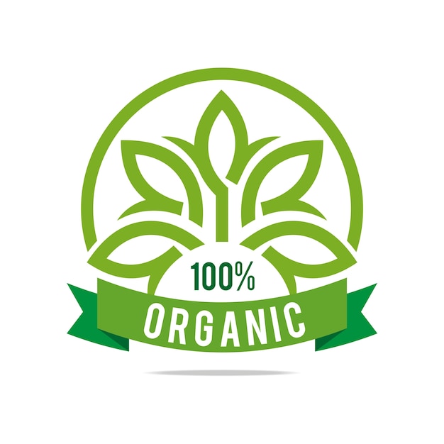 Green organic label products. Stock design vector