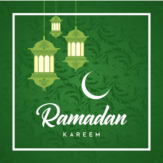 Green ornamental ramadan kareem greeting background