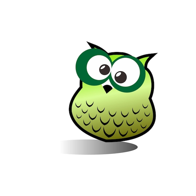 A green owl with a big green eye and a big green owl on the bottom