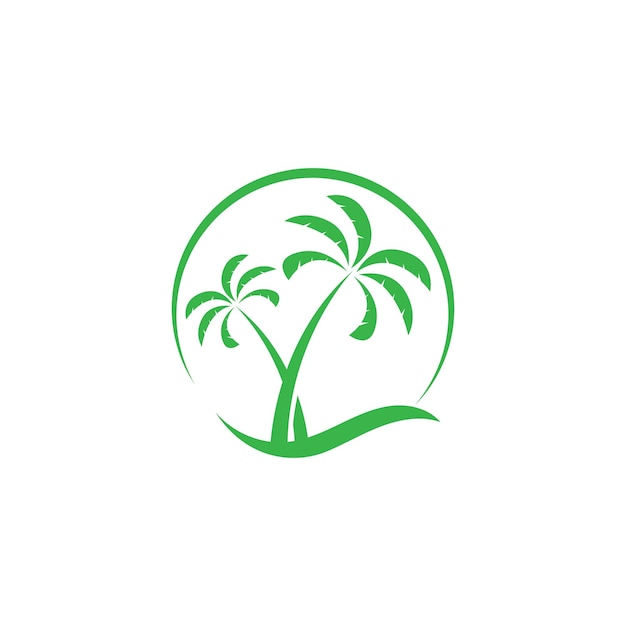 Green palm trees on a white background