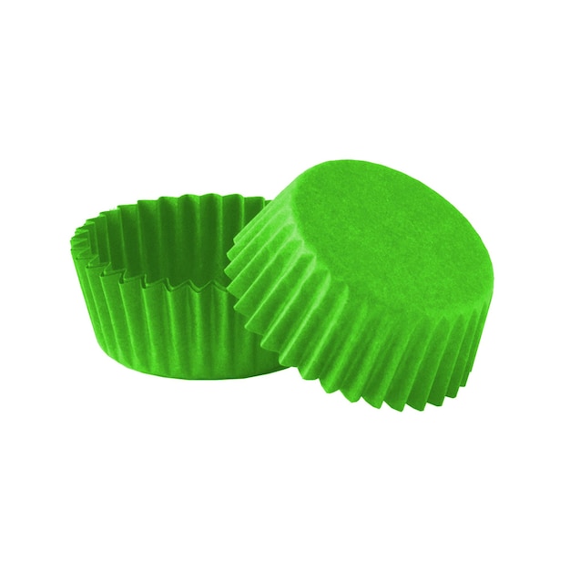 Vector green paper baking forms for muffins and cupcakes