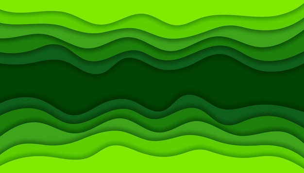 Green paper cut waves papercut ecology background