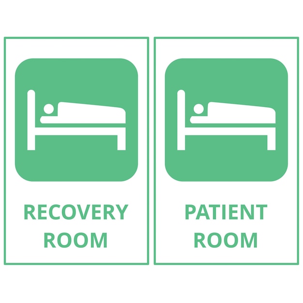  ⁇ 색 배경 에 있는 녹색 환자 및 회복 방 병원 배너