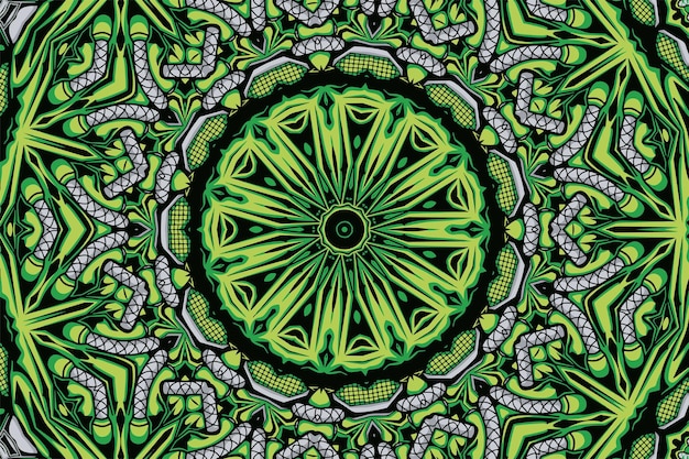 Illustrazione di arte della mandala senza cuciture di vettore del modello verde
