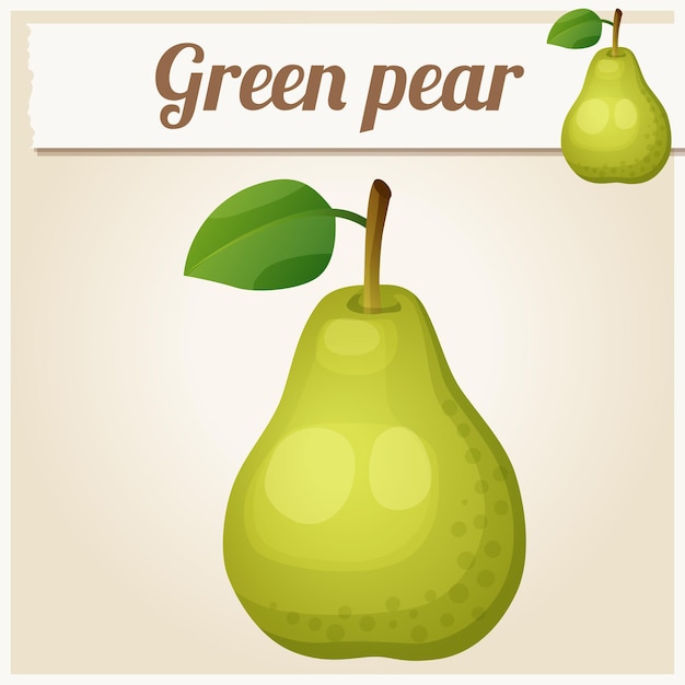 Green pear cartoon vector icon