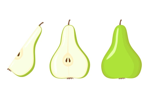 Vector green pear vegan fruit vector flat isolated illustration