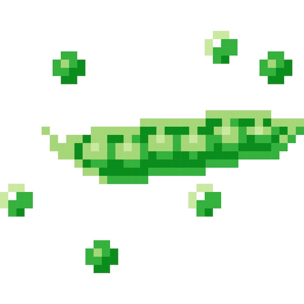 Green peas cartoon icon in pixel style